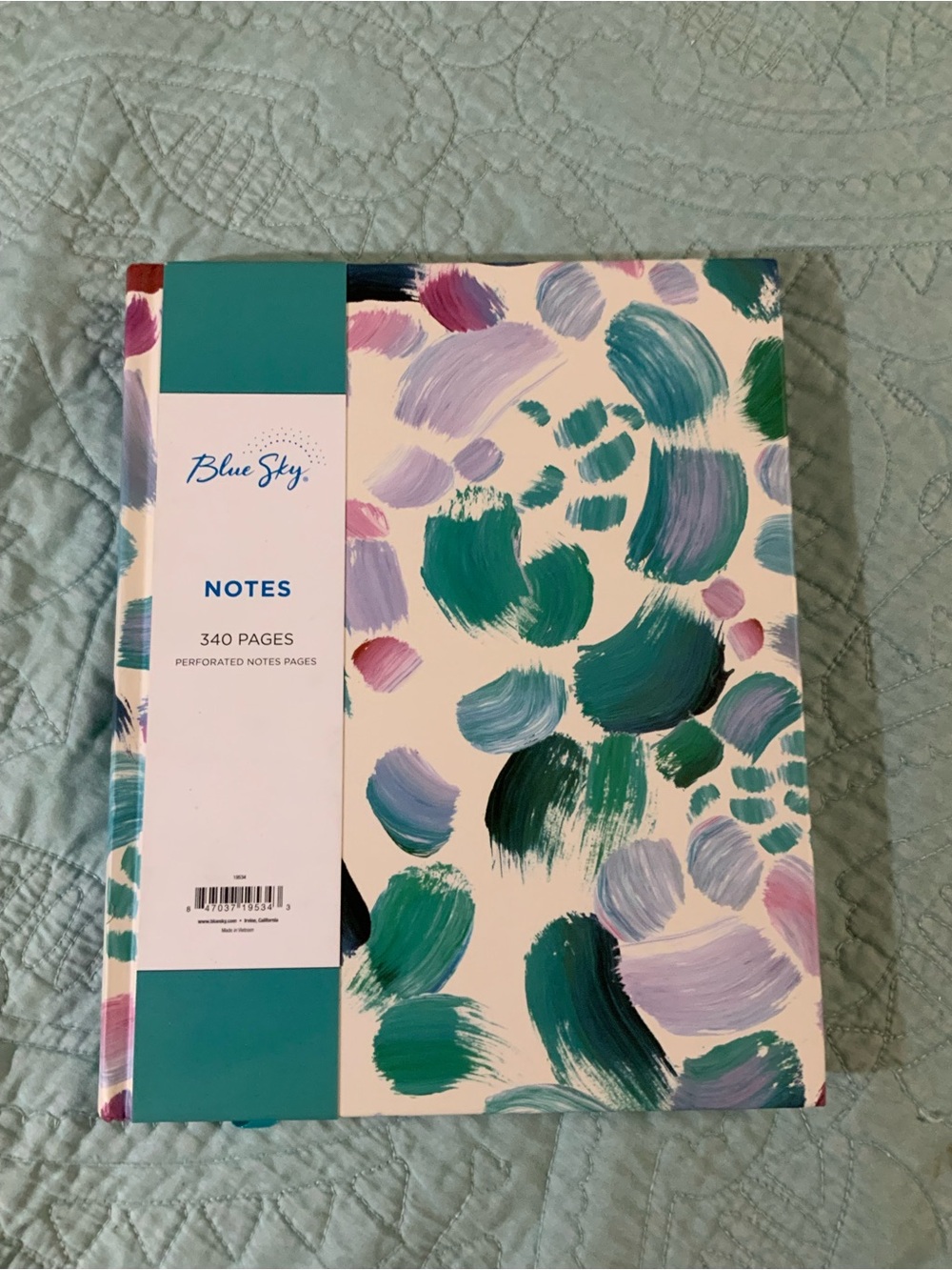 Blue Sky Teal, Green & Lavender Brushstroke Notebook 8.5 x 11 Lined Journal